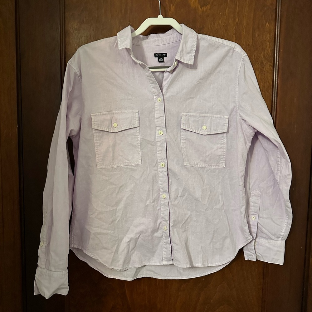 J. Crew Garment Dyed Chambray Button Down Shirt Size 10 - Picture 2 of 6